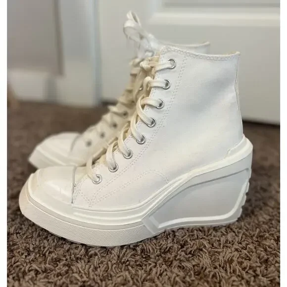 Converse Run Star Motion High Top Egret Platform Wedge Canvas Sneakers 7.5 - Picture 8 of 9